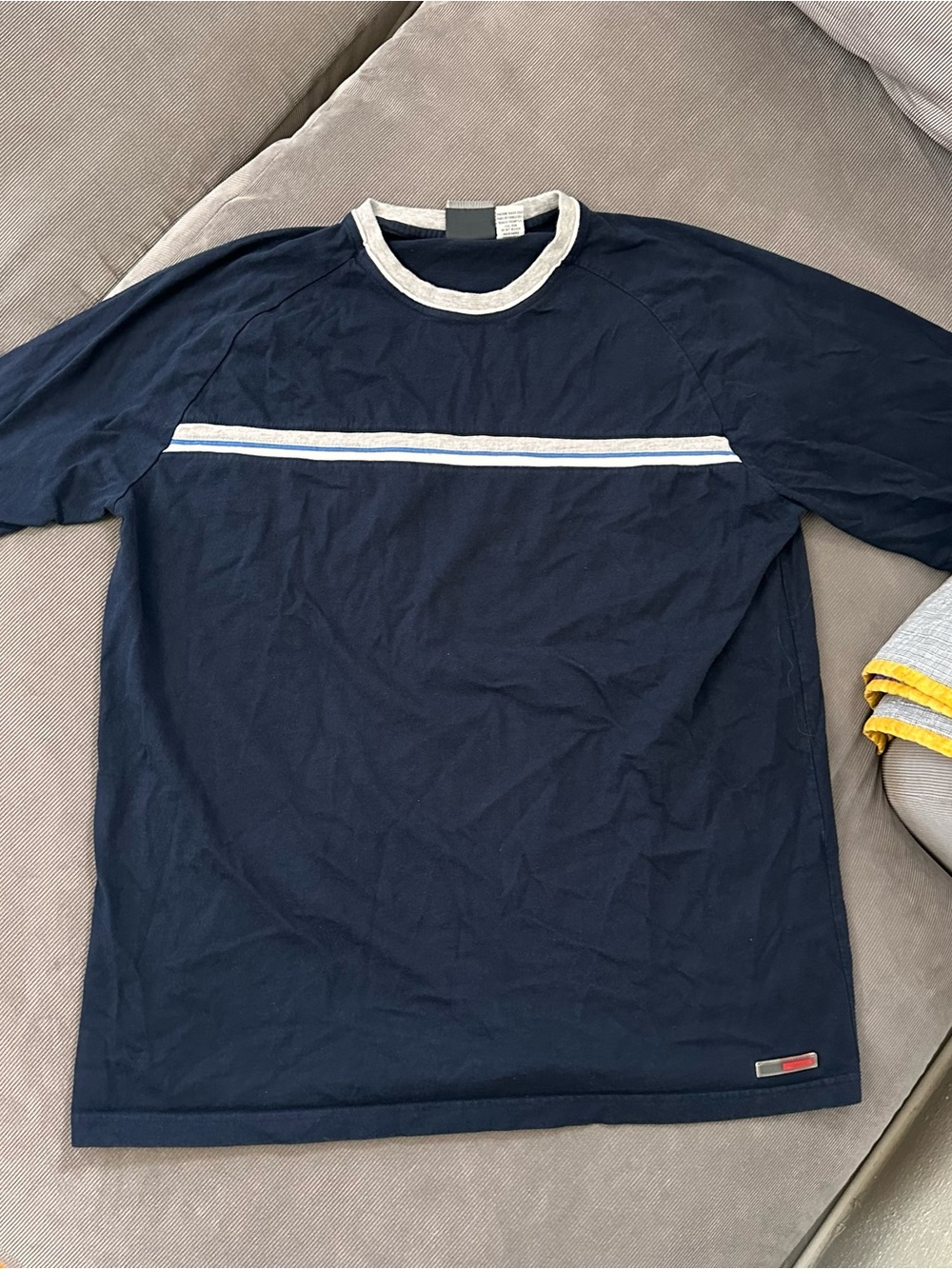 Vintage Y2k Quiksilver Surf Gray Stripe Short Sleeve Shirt Size Large